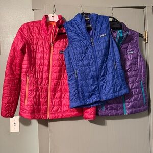 Patagonia Nano Puff Jacket & Vests Bundle Lot XS Pink Blue Purple Teal Coral
